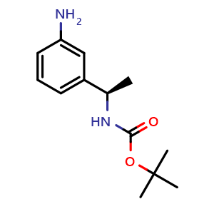 Chemical structure of tert-butyl n-[(1R)-1-(3-aminophenyl)ethyl]carbamate , CAS 2241107-77-5, AChemBlock W171392