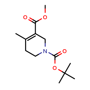 Chemical structure of Methyl 1-Boc-4-methyl-1,2,5,6-tetrahydropyridine-3-carboxylate , CAS 1253226-20-8, AChemBlock W171399