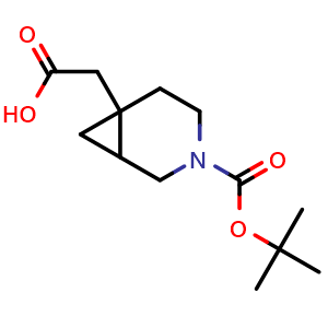 Chemical structure of 2-(3-tert-butoxycarbonyl-3-azabicyclo[4.1.0]heptan-6-yl)acetic acid , CAS 2384786-10-9, AChemBlock W171401