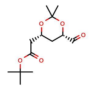 Chemical structure of Tert-butyl 2-((4R,6S)-6-formyl-2,2-dimethyl-1,3-dioxan-4-yl)acetate , CAS 124752-23-4, AChemBlock W171408