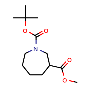 Chemical structure of O1-tert-butyl O3-methyl azepane-1,3-dicarboxylate , CAS 2110548-40-6, AChemBlock W171413