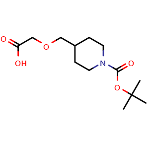 Chemical structure of N-Boc-2-(piperidin-4-ylmethoxy)acetic acid , CAS 1260099-73-7, AChemBlock W171418