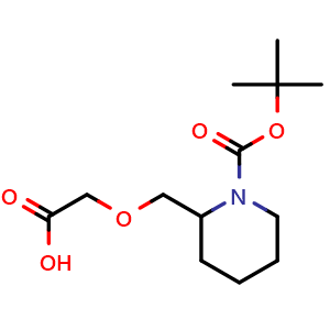 Chemical structure of N-Boc-2-(piperidin-2-ylmethoxy)acetic acid , CAS 193086-00-9, AChemBlock W171421