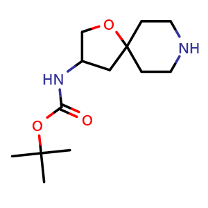 Chemical structure of tert-butyl N-(1-oxa-8-azaspiro[4.5]decan-3-yl)carbamate , CAS 1377187-33-1, AChemBlock W171428