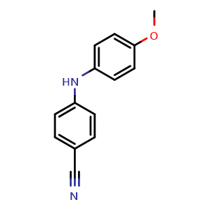 Chemical structure of 4-((4-methoxyphenyl)amino)benzonitrile , CAS 319016-04-1, AChemBlock W171457