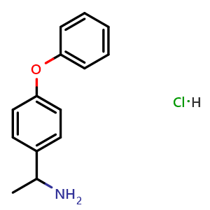 Chemical structure of 1-(4-phenoxyphenyl)ethan-1-amine hydrochloride , CAS 55005-33-9, AChemBlock W171474