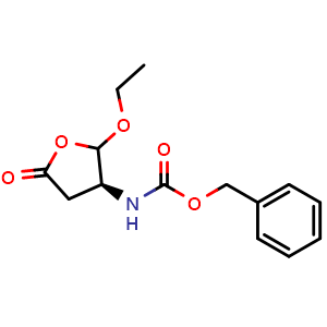 Chemical structure of benzyl N-[(3S)-2-ethoxy-5-oxo-tetrahydrofuran-3-yl]carbamate , CAS 2820379-23-3, AChemBlock W171483