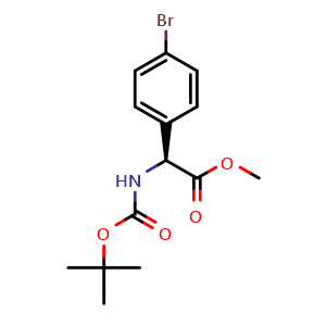 Chemical structure of Boc-(S)-2-(4-bromophenyl)glycine methyl ester , CAS 1176305-57-9, AChemBlock W171489