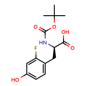 Chemical structure of N-Boc-2-fluoro-D-tyrosine , CAS 1212836-67-3, AChemBlock W171492