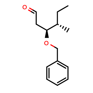 Chemical structure of (3S,4S)-3-(Benzyloxy)-4-methylhexanal , CAS 3008208-75-8, AChemBlock W171514