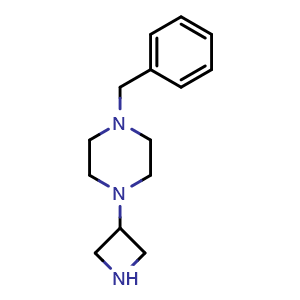 Chemical structure of 1-(azetidin-3-yl)-4-benzylpiperazine , CAS 1272846-95-3, AChemBlock W171516