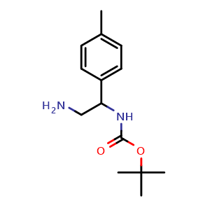 Chemical structure of 2-(Boc-amino)-2-(4-methylphenyl)ethanamine , CAS 1016716-24-7, AChemBlock W171520