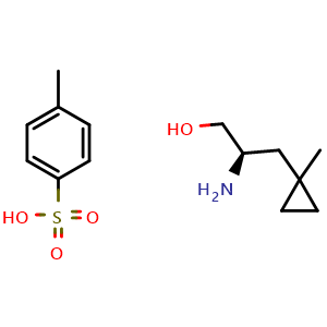 Chemical structure of (2R)-2-amino-3-(1-methylcyclopropyl)propan-1-ol;4-methylbenzenesulfonic acid , CAS 2891581-82-9, AChemBlock W171526