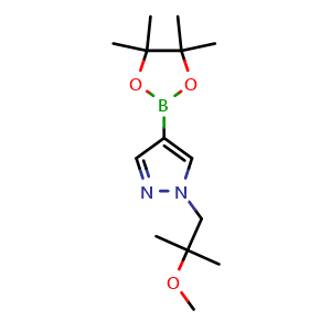 Chemical structure of 1-(2-methoxy-2-methyl-propyl)-4-(4,4,5,5-tetramethyl-1,3,2-dioxaborolan-2-yl)pyrazole , CAS 1298032-47-9, AChemBlock W171528