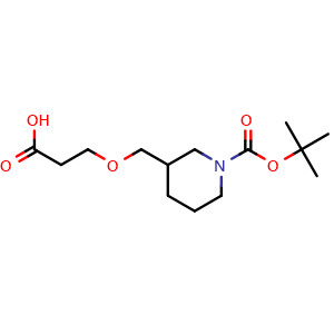 Chemical structure of N-Boc-3-(piperidin-3-ylmethoxy)propanoic acid , CAS 1549439-93-1, AChemBlock W171530