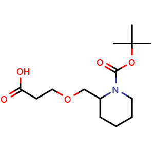 Chemical structure of N-Boc-3-(piperidin-2-ylmethoxy)propanoic acid , CAS 1548246-47-4, AChemBlock W171532