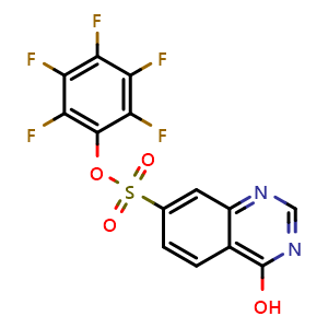 Chemical structure of perfluorophenyl 4-hydroxyquinazoline-7-sulfonate , CAS 1443377-91-0, AChemBlock W171548