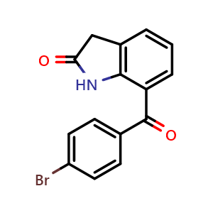 Chemical structure of 7-(4-Bromobenzoyl)-1,3- dihydro-2H-indol-2-one , CAS 91713-91-6, AChemBlock W171553