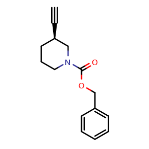 Chemical structure of benzyl (3S)-3-ethynylpiperidine-1-carboxylate , CAS 2816625-13-3, AChemBlock W171574