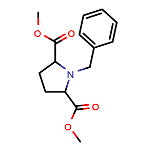 Chemical structure of 2,5-Pyrrolidinedicarboxylic acid, 1-(phenylMethyl)-, diMethyl ester , CAS 51483-87-5, AChemBlock W171587