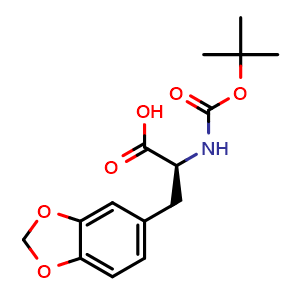 Chemical structure of N-Boc-(S)-2-amino-3-(benzo[d][1,3]dioxol-5-yl)propanoic acid , CAS 209525-79-1, AChemBlock W171593