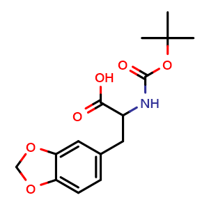 Chemical structure of N-Boc-2-amino-3-(benzo[d][1,3]dioxol-5-yl)propanoic acid , CAS 320581-87-1, AChemBlock W171595