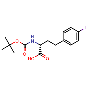 Chemical structure of N-Boc-4-iodo-D-homophenylalanine , CAS 2349609-50-1, AChemBlock W171605