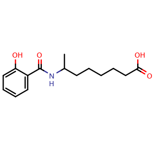 Chemical structure of 7-(2-Hydroxybenzamido)octanoic Acid , CAS 2845127-87-7, AChemBlock W171610