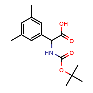 Chemical structure of 2-(Boc-amino)-2-(3,5-dimethylphenyl)acetic acid , CAS 1404825-75-7, AChemBlock W171611