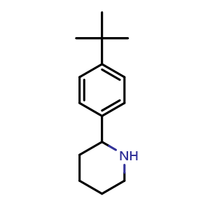 Chemical structure of 2-(4-tert-butylphenyl)piperidine , CAS 383128-07-2, AChemBlock W171618