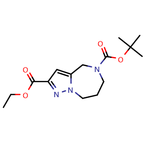 Chemical structure of O5-tert-butyl O2-ethyl 4,6,7,8-tetrahydropyrazolo[1,5-a][1,4]diazepine-2,5-dicarboxylate , CAS 1250997-22-8, AChemBlock W171619