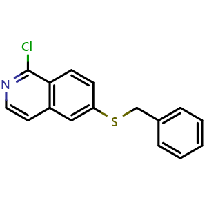 Chemical structure of 6-(benzylthio)-1-chloroisoquinoline , CAS 1443377-36-3, AChemBlock W171638