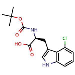 Chemical structure of N-Boc-4-chloro-L-tryptophan , CAS 2413973-50-7, AChemBlock W171655