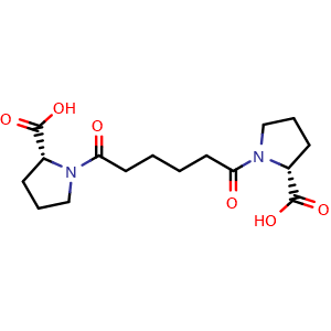 Chemical structure of D-Proline, 1,1'-(1,6-dioxo-1,6-hexanediyl)bis- , CAS 224624-80-0, AChemBlock W171687