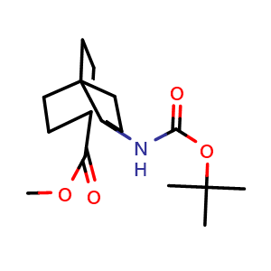 Chemical structure of methyl 4-[(tert-butoxycarbonylamino)methyl]bicyclo[2.2.2]octane-1-carboxylate , CAS 916210-10-1, AChemBlock W171692