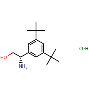 Chemical structure of (2S)-2-amino-2-[3,5-bis(tert-butyl)phenyl]ethan-1-ol hydrochloride , CAS 2828440-03-3, AChemBlock W171693