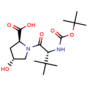 Chemical structure of 1-(Boc-D-tert-leucinyl)-(4R)-4-hydroxy-L-proline , CAS 2697188-23-9, AChemBlock W171694