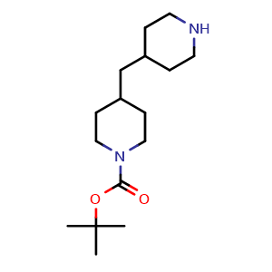 Chemical structure of tert-butyl 4-[(piperidin-4-yl)methyl]piperidine-1-carboxylate , CAS 879883-54-2, AChemBlock W171696
