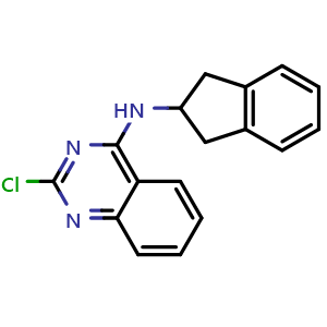 Chemical structure of 2-chloro-N-(2,3-dihydro-1H-inden-2-yl)quinazolin-4-amine , CAS 1939237-89-4, AChemBlock W171699