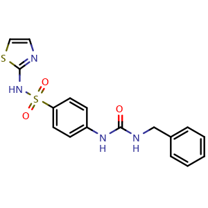 Chemical structure of 4-(3-benzylureido)-N-(thiazol-2-yl)benzenesulfonamide , CAS 2153474-85-0, AChemBlock W171703