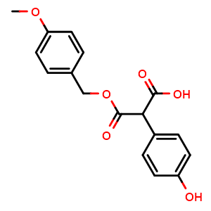 Chemical structure of [(4-methoxyphenyl)methyl] hydrogen (4-hydroxyphenyl)malonate , CAS 78641-40-4, AChemBlock W171705