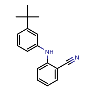 Chemical structure of 2-((3-(tert-butyl)phenyl)amino)benzonitrile , CAS 2024554-36-5, AChemBlock W171707