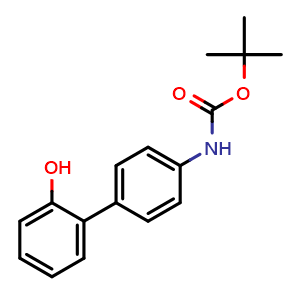 Chemical structure of 2-(4-Boc-aminophenyl)phenol , CAS 1261999-15-8, AChemBlock W171714