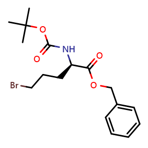 Chemical structure of N-Boc-5-bromo-D-norvaline benzyl ester , CAS 850742-49-3, AChemBlock W171727