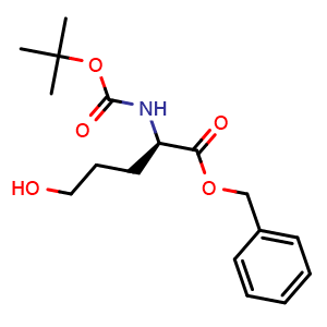 Chemical structure of N-Boc-5-hydroxy-D-norvaline benzyl ester , CAS 210963-67-0, AChemBlock W171733