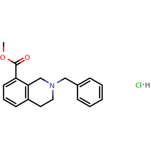 Chemical structure of methyl 2-benzyl-3,4-dihydro-1H-isoquinoline-8-carboxylate;hydrochloride , CAS 2891599-63-4, AChemBlock W171742