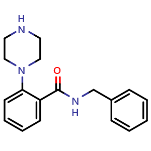 Chemical structure of N-benzyl-2-(piperazin-1-yl)benzamide , CAS 1018544-01-8, AChemBlock W171746
