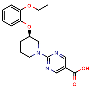 Chemical structure of (R)-2-(3-(2-ethoxyphenoxy)piperidin-1-yl)pyrimidine-5-carboxylic acid , CAS 1809064-89-8, AChemBlock W171747