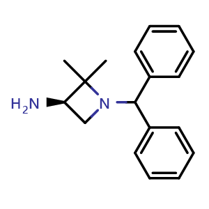 Chemical structure of (3R)-1-benzhydryl-2,2-dimethyl-azetidin-3-amine , CAS 2198312-67-1, AChemBlock W171748
