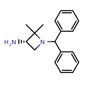 Chemical structure of (3S)-1-benzhydryl-2,2-dimethyl-azetidin-3-amine , CAS 2514607-47-5, AChemBlock W171749